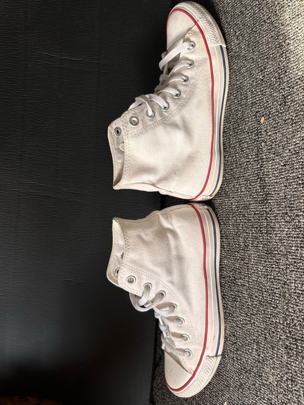 Converse White High Top Sneakers with Red & Blue Accents
